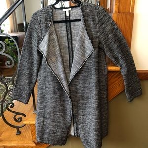 Eileen Fisher XS Tweed Fray-edge Long Jack…